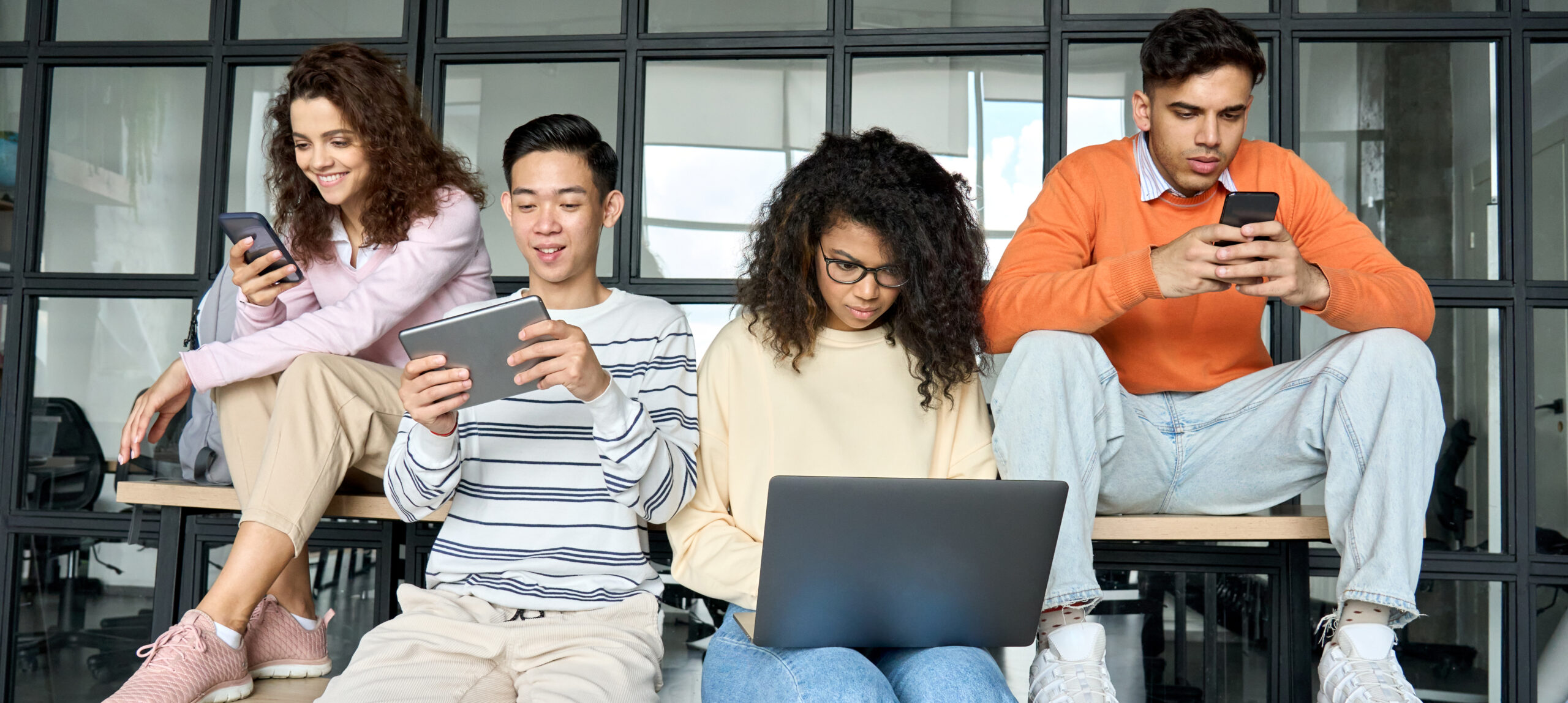 Students collaborating in a classroom